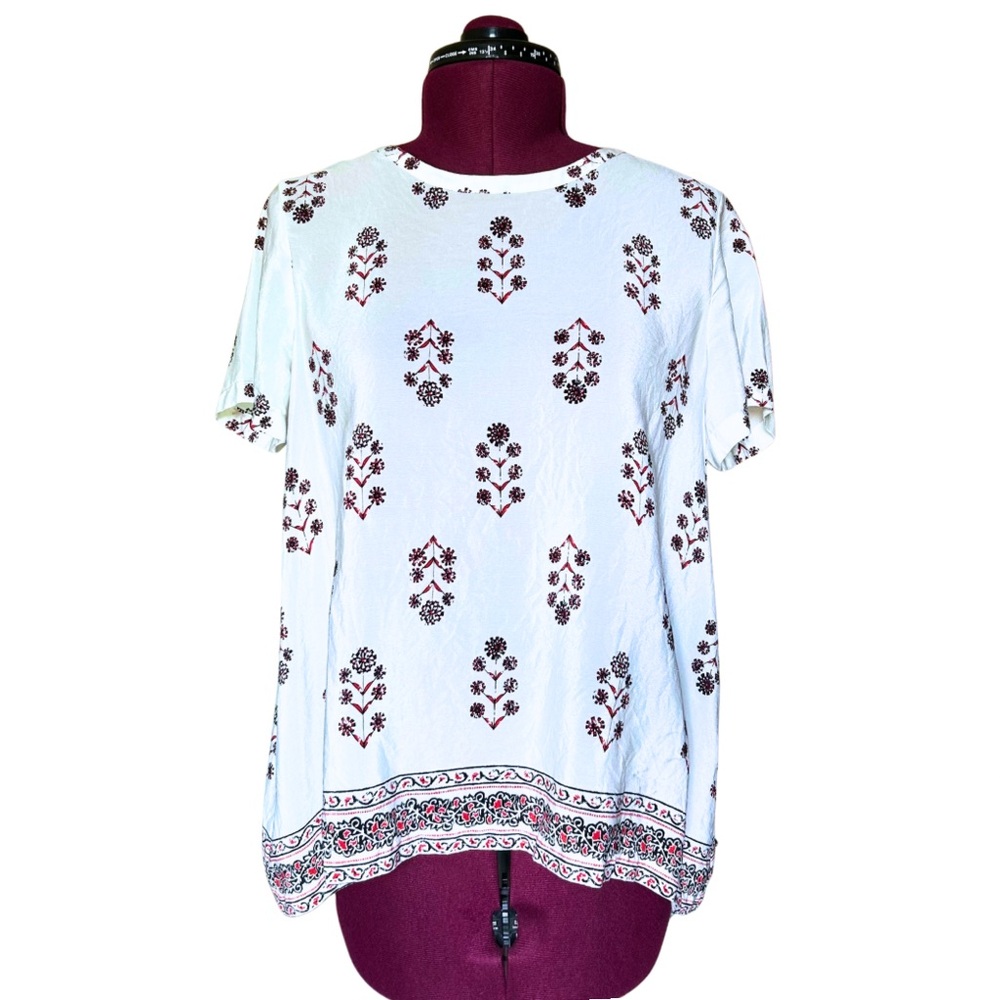 Madewell White Short-Sleeve Floral Print Blouse